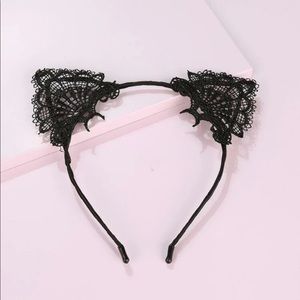 Cat Ear Headband Black Lace Halloween New